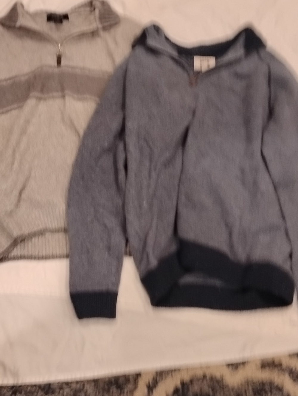 Joseph Abboud Men's Blue Zip-Neck Sweater And Gianetti Grey Sweater Both Wool